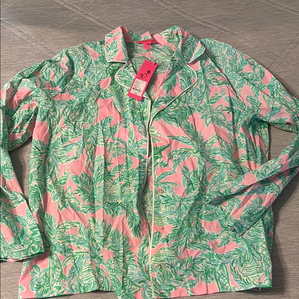 Lilly Pulitzer Green and Pink Pajama Set